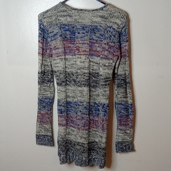 Poof Women's Striped v-neck Knitted Long sleeve with pockets Medium Dress. WARM - Picture 5 of 8